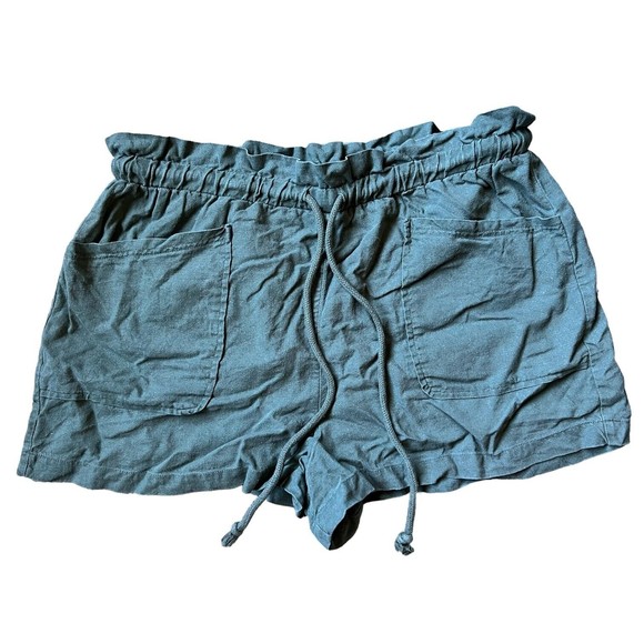 Universal Thread Linen Blend Shorts, Size Large Deep Green Drawstring Paper Bag - Picture 1 of 5